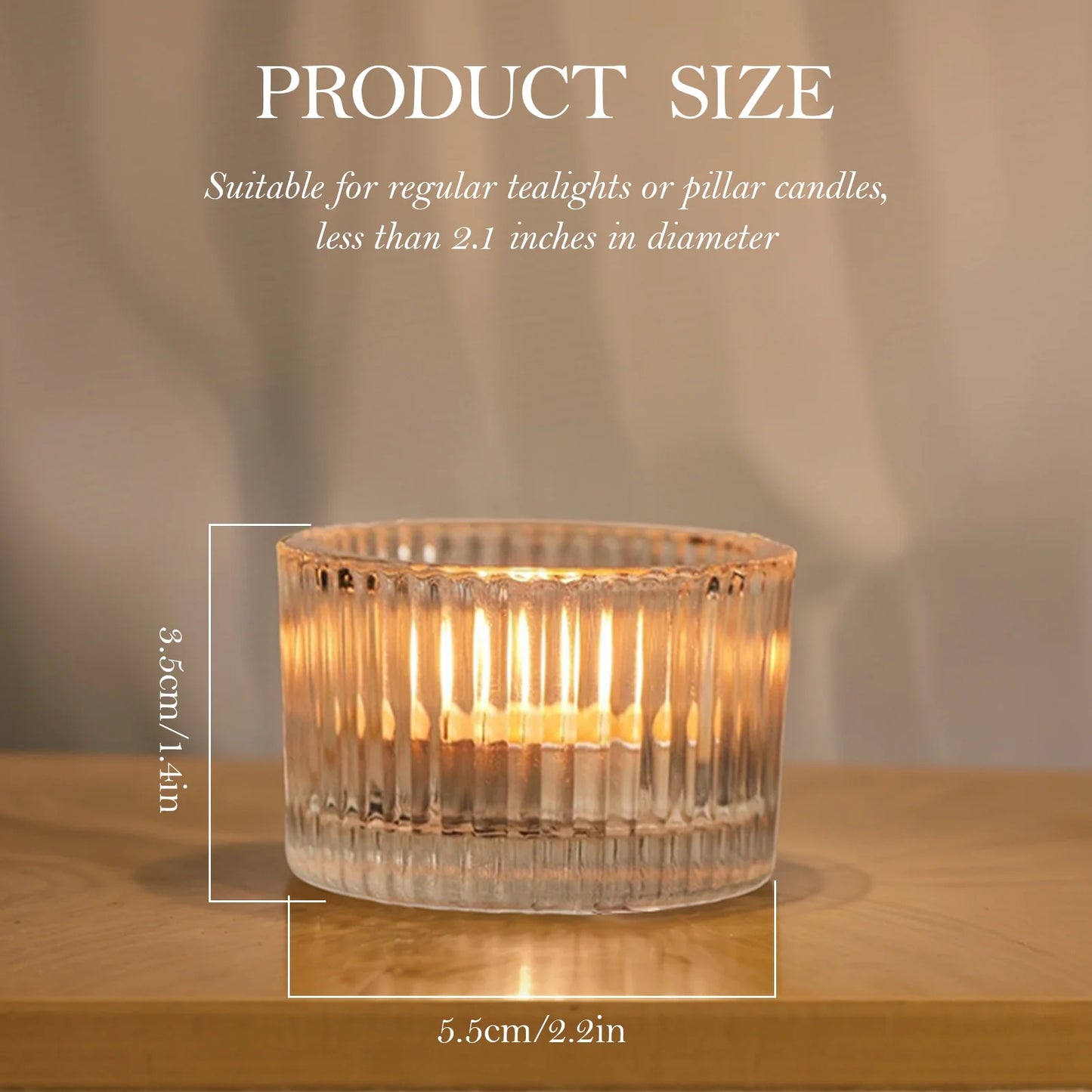 12Pcs Glass Tealight Candle Holder,Tea Candle Holders,Glass Votive Candle Holder for Table Centerpieces,Parties, Weddings and Home Deco,2.2 x 1.4 Inch