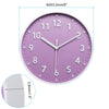 8 inch Plastic Wall Clock 3D Number Quartz Battery Operated Silent Non-Ticking Round Wall Clocks Purple
