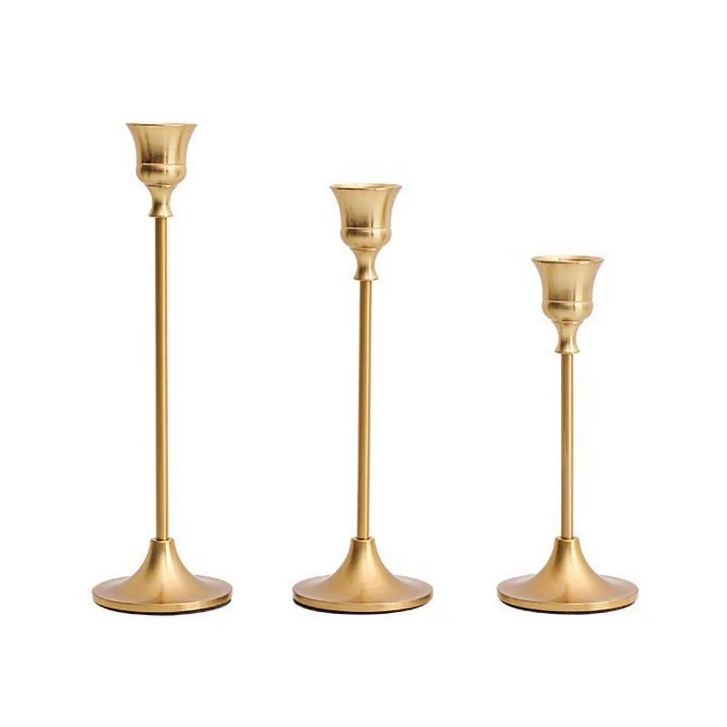 Candlestick Holders Set of 3 Taper Goblet Brass Gold Candle Holders Fireplace Party Wedding Dining Decor
