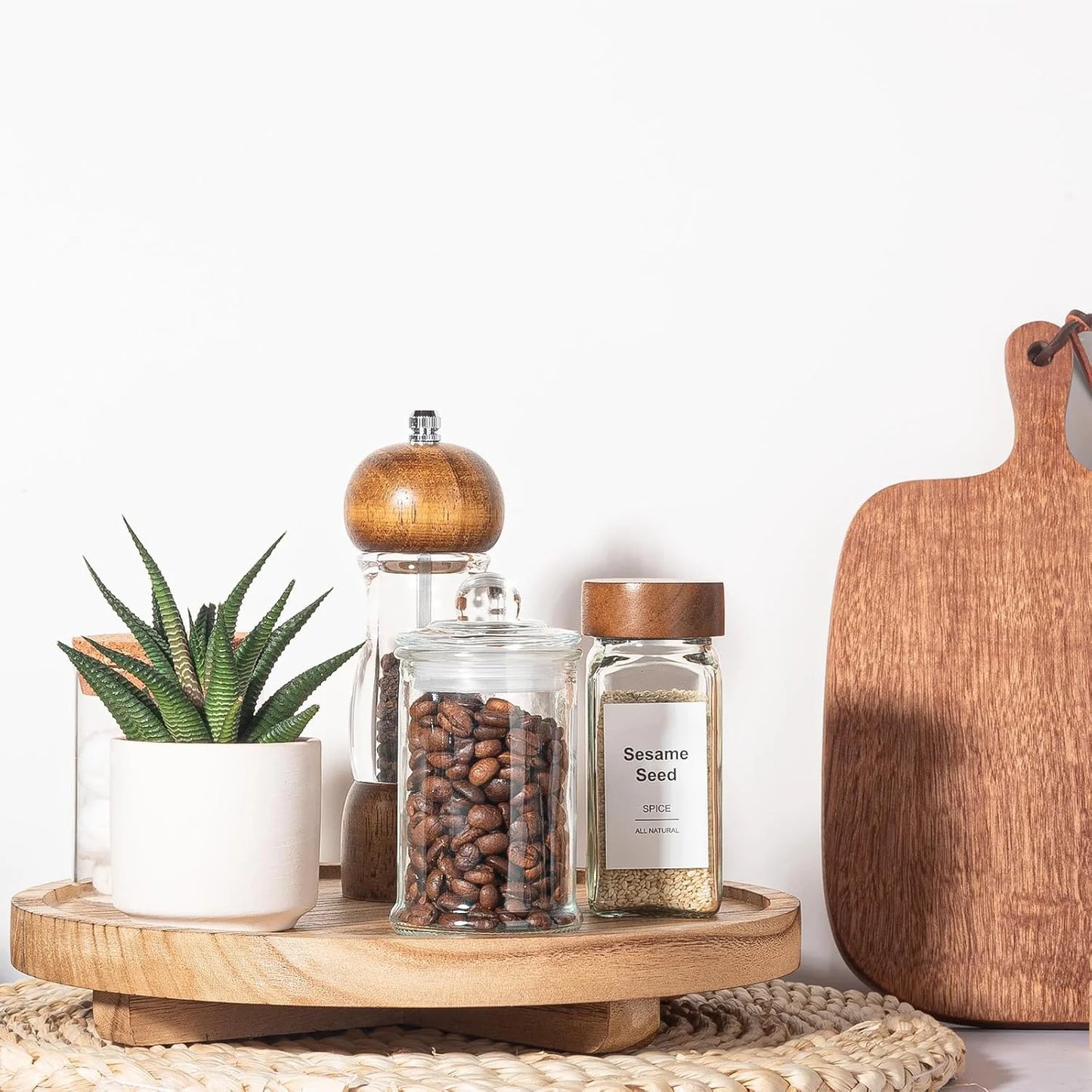 Wood Bathroom Vanity Tray Round, Decorative Tray Wooden Riser Kitchen Counter Decor, Bathroom Table Tray Countertop for Candle, Perfume, Plant, 10 Inch