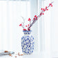 Large Blue-White Ceramic Vase, Tall Decorative Flower Vase for Home Decor, 9.45"