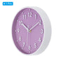 8 inch Plastic Wall Clock 3D Number Quartz Battery Operated Silent Non-Ticking Round Wall Clocks Purple