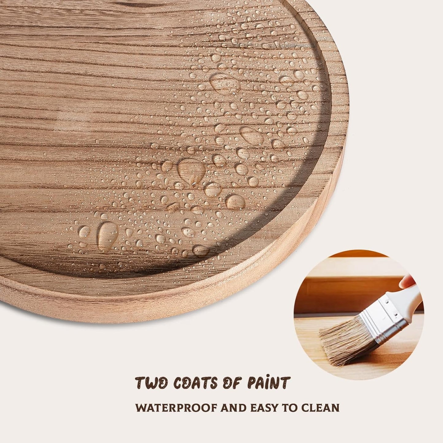 Wood Bathroom Vanity Tray Round, Decorative Tray Wooden Riser Kitchen Counter Decor, Bathroom Table Tray Countertop for Candle, Perfume, Plant, 10 Inch