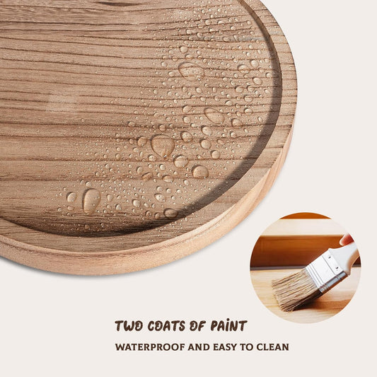 Wood Bathroom Vanity Tray Round, Decorative Tray Wooden Riser Kitchen Counter Decor, Bathroom Table Tray Countertop for Candle, Perfume, Plant, 10 Inch