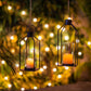 Decorative Pillar Candle Holders Set of 2 Glass Hurricane Candle Holder for Halloween Front Porch Fireplace Outdoor Decor Black