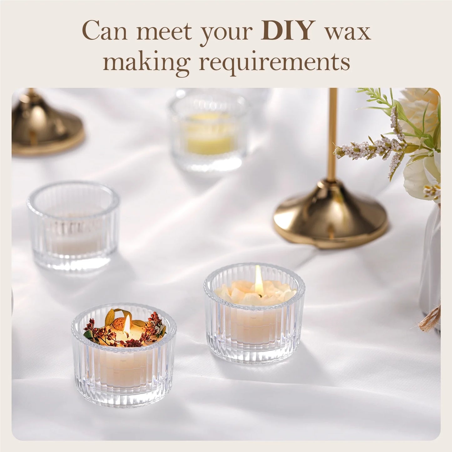 12Pcs Glass Tealight Candle Holder,Tea Candle Holders,Glass Votive Candle Holder for Table Centerpieces,Parties, Weddings and Home Deco,2.2 x 1.4 Inch