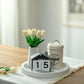 Round Decorative Tray for Coffee Table Decor: White Small Wooden Trays for Home Decor - 12"