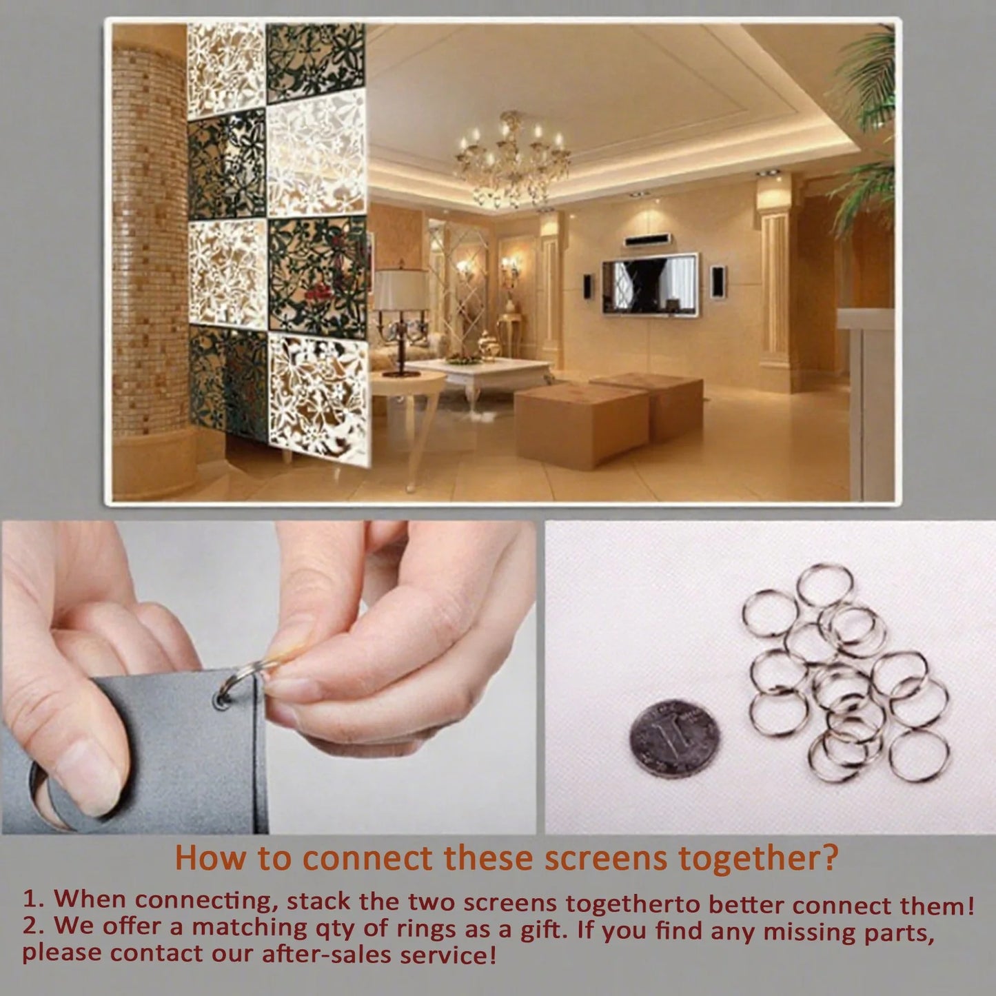 12 pcs Hanging Room Divider 15" x 15" PVC Screen Panels Living Room Bedroom Office Art, 0.7" Thick