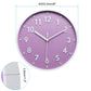 8 inch Plastic Wall Clock 3D Number Quartz Battery Operated Silent Non-Ticking Round Wall Clocks Purple