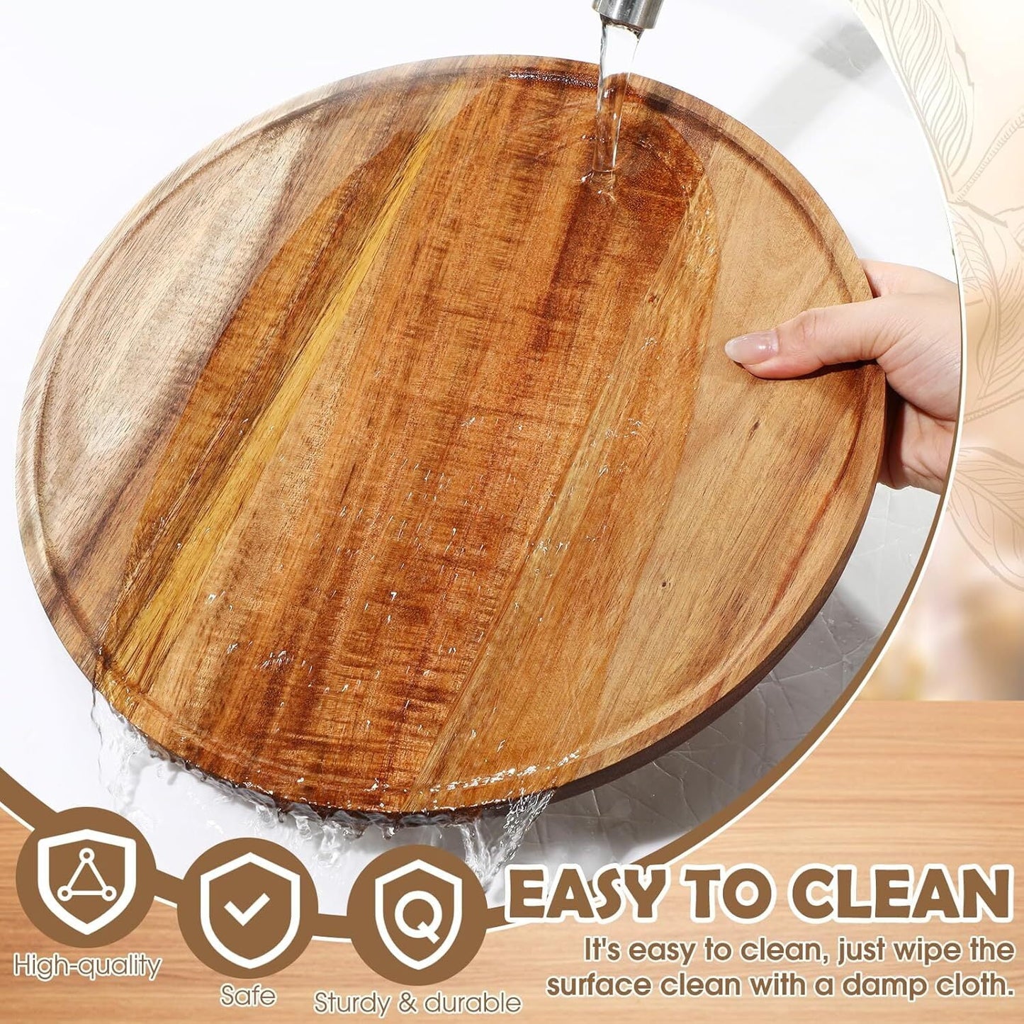 10 Inches Candle Holder Tray Home Decor, Acacia Round Wood Tray for Coffee Table, Coffee Table Tray,Small Wooden Serving Tray, Decorative Trays for Home Decor(1 Pack)