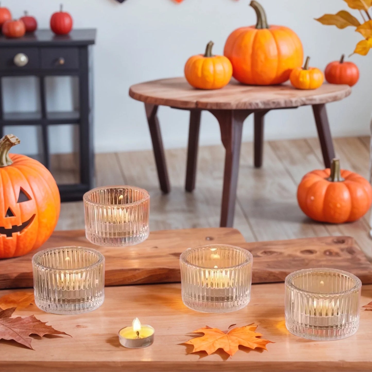 12Pcs Glass Tealight Candle Holder,Tea Candle Holders,Glass Votive Candle Holder for Table Centerpieces,Parties, Weddings and Home Deco,2.2 x 1.4 Inch