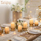 Gold Hurricane Candle Holder: Set of 2 Candle Holders for Pillar Candles with Clear Glass Sleeve - Decorative Metal Pillars Stands for Wedding Party Christmas Holiday Dining Table Centerpiece