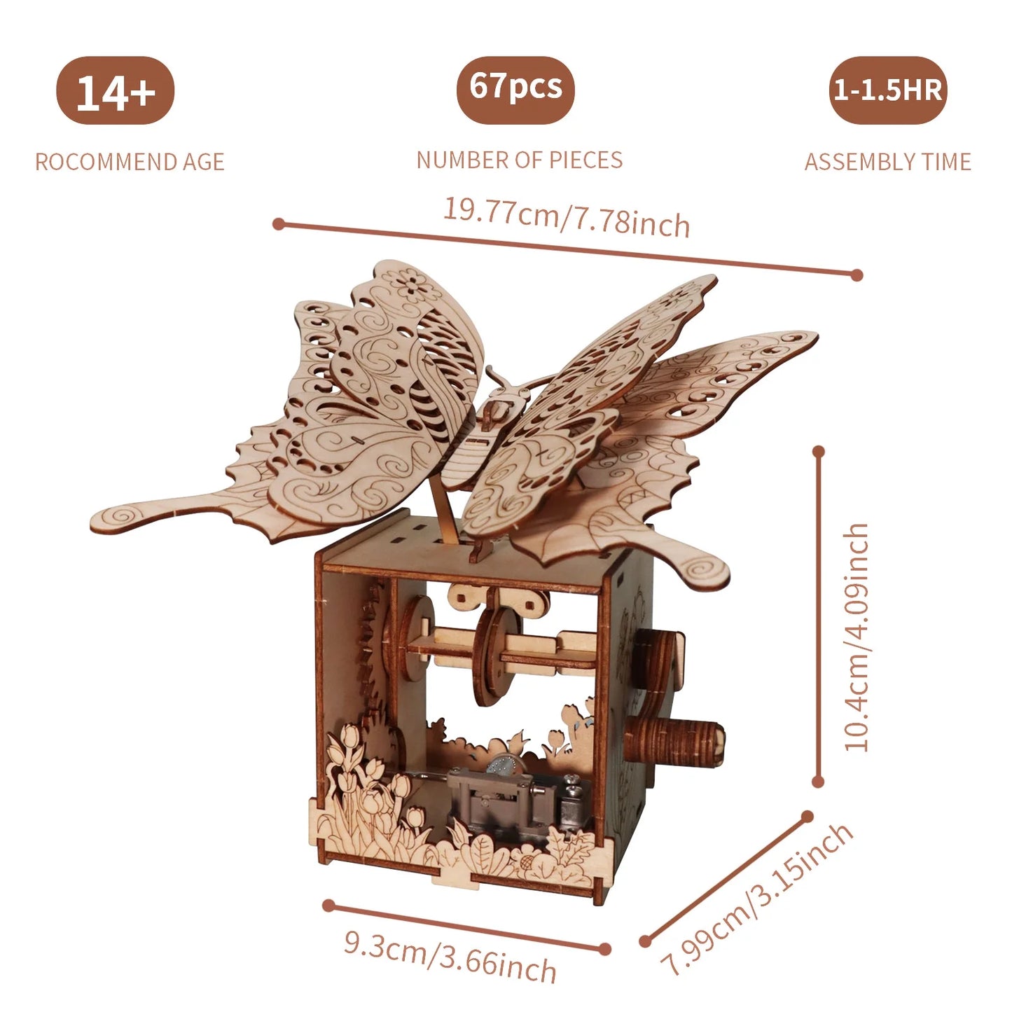 3D puzzles for Adults Butterfly Kit You Are My Sunshine Music Box Model Kits Best Gift for Teens Adults on Birthday Christmas Room Decor