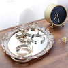 Decorative Mirror Tray, Vintage Oval Display Tray for Perfume, Makeup, Jewelry, Cosmetic Tray, Serving Tray for Dressing Room, Bedroom, Living Room,Grey Gold