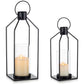 Decorative Pillar Candle Holders Set of 2 Glass Hurricane Candle Holder for Halloween Front Porch Fireplace Outdoor Decor Black