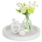 Round Decorative Tray for Coffee Table Decor: White Small Wooden Trays for Home Decor - 12"