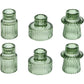 Set of 6 Taper Glass Candle Holders, Tealight Candlestick Holders for Table Centerpieces, Festival, Wedding Decor and Dinner Party (Green)