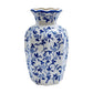 Large Blue-White Ceramic Vase, Tall Decorative Flower Vase for Home Decor, 9.45"