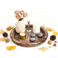 Round Wooden Serving Tray, 11.2 Inch Decorative Wood Tray, Rustic Coffee Table Tray for Decor, Candle Plates and Trays for Kitchen Counter Centerpiece, Elegant Farmhouse Style