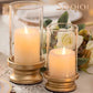 Gold Hurricane Candle Holder: Set of 2 Candle Holders for Pillar Candles with Clear Glass Sleeve - Decorative Metal Pillars Stands for Wedding Party Christmas Holiday Dining Table Centerpiece