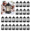 Mini Lanterns Decorative LED Candles Vintage Hanging Lantern Decor Set of 24 for Christmas Wedding Party Black