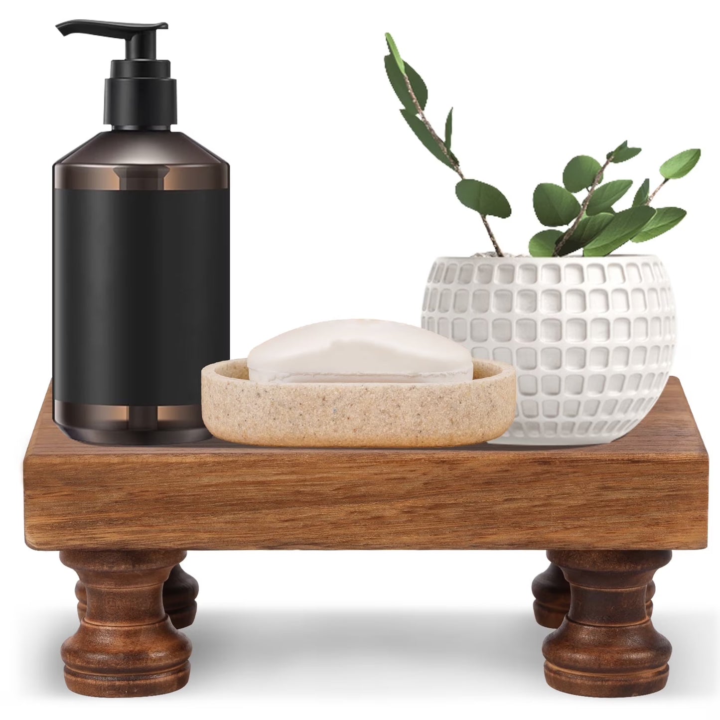 Wooden Riser for Display Decorative Wood Pedestal Stand Multipurpose Wooden Riser Decorative Tray Practical Wood Pedestal Display Stand for Bathroom Kitchen Countertop