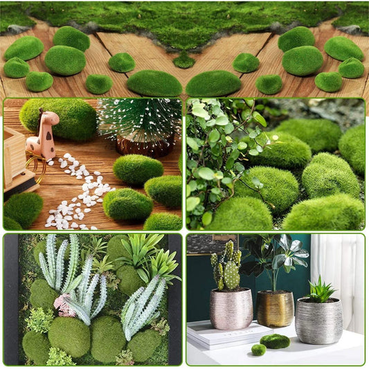 30 Pcs Artificial Moss Rocks 3 Size Decorative Mossy Rocks Moss Balls Fake Moss Decor Artificial Rock for Moss Faux Green Moss Covered Stones for Fairy Garden Floral Arrangements and Crafting