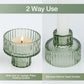Set of 6 Taper Glass Candle Holders, Tealight Candlestick Holders for Table Centerpieces, Festival, Wedding Decor and Dinner Party (Green)